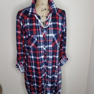 Plaid longline shirt dress